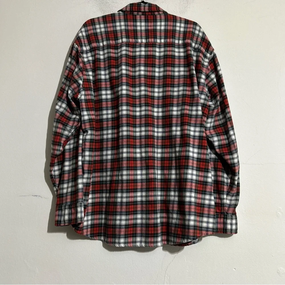 Ralph Lauren Polo Jeans Red White Plaid Cotton Flannel Button Down Shirt XL